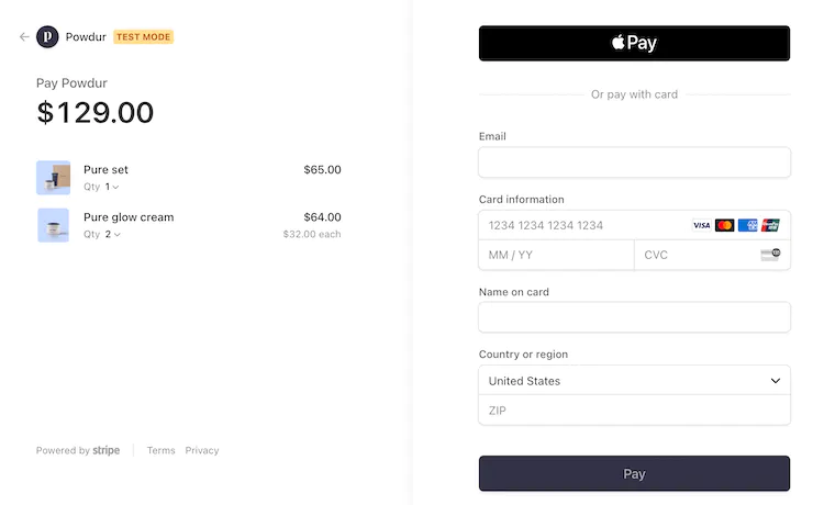 Stripe Hosted Payment Page